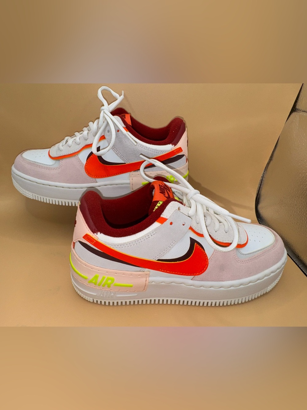 Nike Air Force 1 Shadow White Crimson Tint Bright Mango Sneakers Women 7 /M 5.5 - Picture 4 of 17